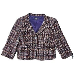 DKNY Tweed Blazer Jacket Women's 10 Multicolor Career Workwear